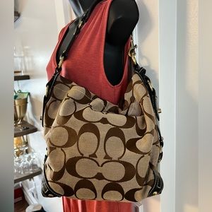 Coach Classic Hobo Bag Brown/Tan with Gold Turnkey Hardware